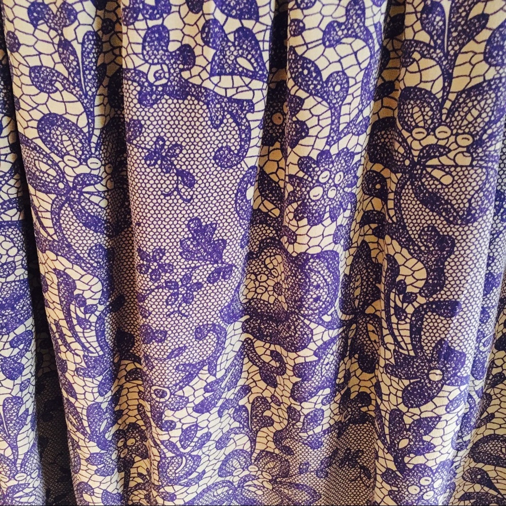 Rebecca Taylor Floral Lace Print silk skirt